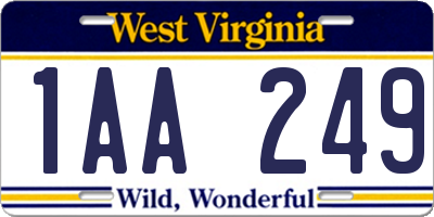 WV license plate 1AA249