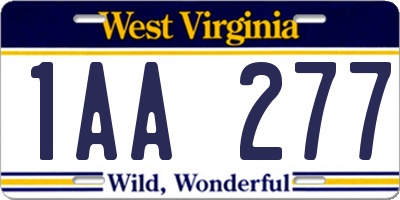 WV license plate 1AA277