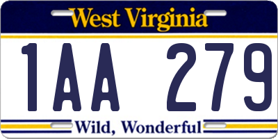 WV license plate 1AA279
