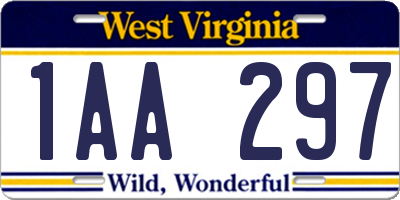 WV license plate 1AA297