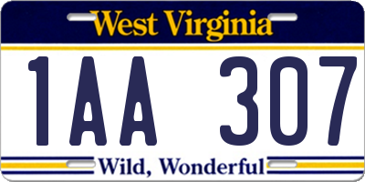 WV license plate 1AA307