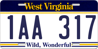 WV license plate 1AA317