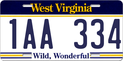 WV license plate 1AA334