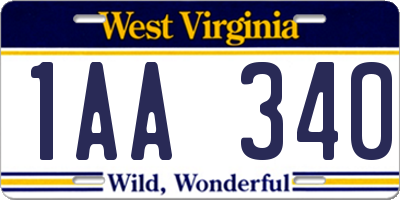 WV license plate 1AA340