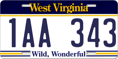 WV license plate 1AA343