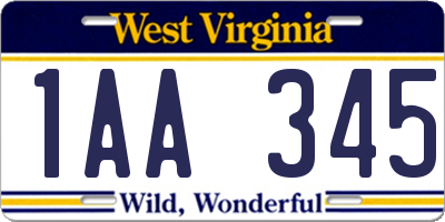 WV license plate 1AA345