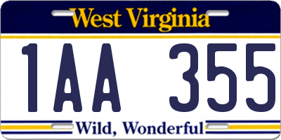 WV license plate 1AA355