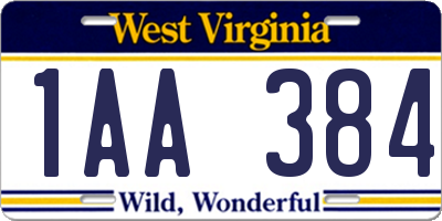 WV license plate 1AA384