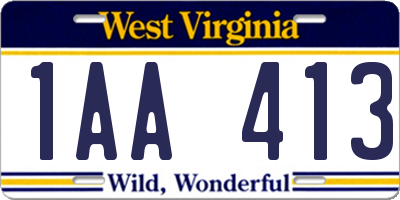 WV license plate 1AA413
