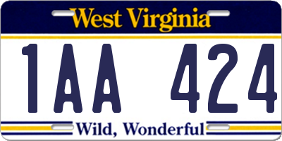 WV license plate 1AA424