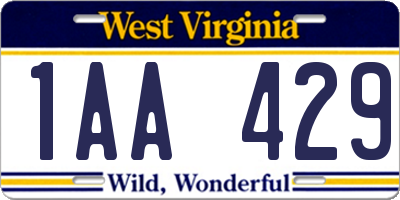 WV license plate 1AA429