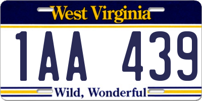 WV license plate 1AA439