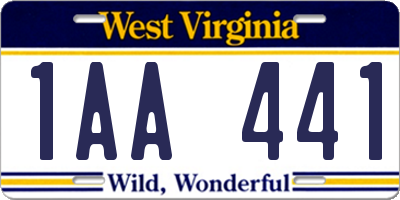 WV license plate 1AA441
