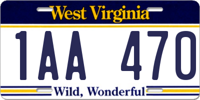 WV license plate 1AA470