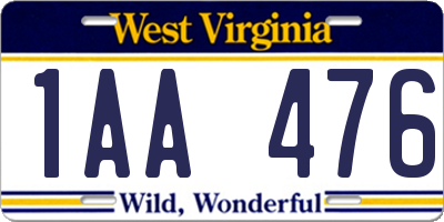 WV license plate 1AA476
