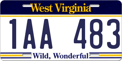 WV license plate 1AA483