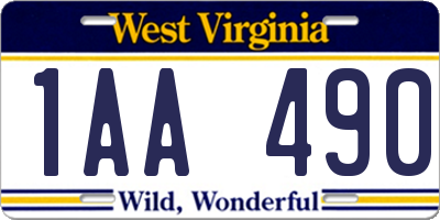 WV license plate 1AA490