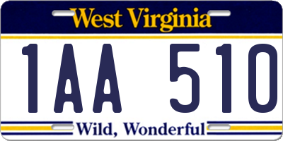 WV license plate 1AA510