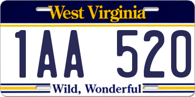 WV license plate 1AA520