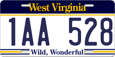 WV license plate 1AA528