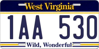 WV license plate 1AA530