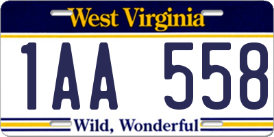 WV license plate 1AA558