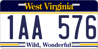 WV license plate 1AA576