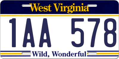 WV license plate 1AA578