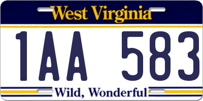 WV license plate 1AA583