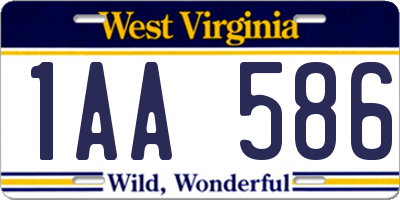 WV license plate 1AA586