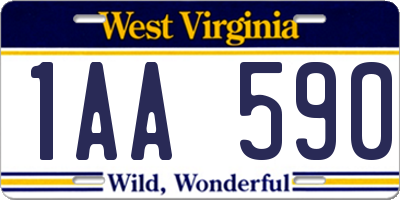 WV license plate 1AA590