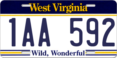 WV license plate 1AA592