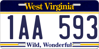 WV license plate 1AA593