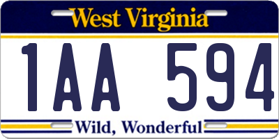 WV license plate 1AA594