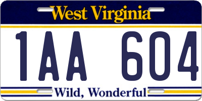 WV license plate 1AA604