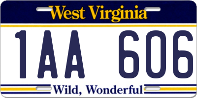 WV license plate 1AA606
