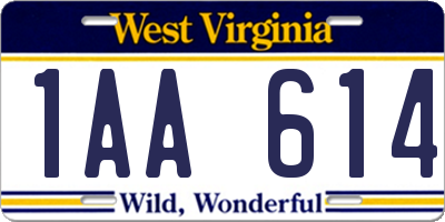 WV license plate 1AA614