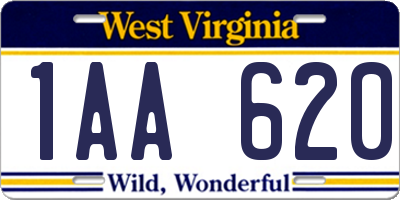 WV license plate 1AA620