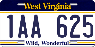 WV license plate 1AA625