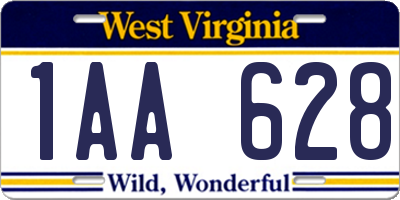 WV license plate 1AA628