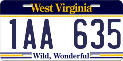 WV license plate 1AA635