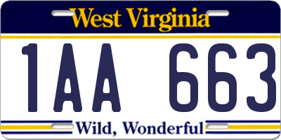 WV license plate 1AA663