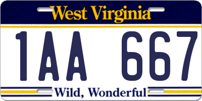 WV license plate 1AA667