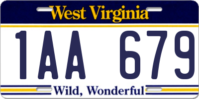 WV license plate 1AA679
