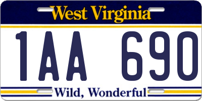 WV license plate 1AA690