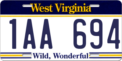 WV license plate 1AA694