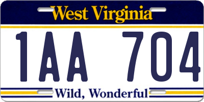 WV license plate 1AA704