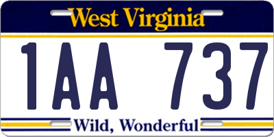 WV license plate 1AA737
