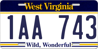 WV license plate 1AA743