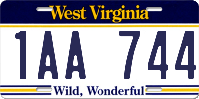 WV license plate 1AA744